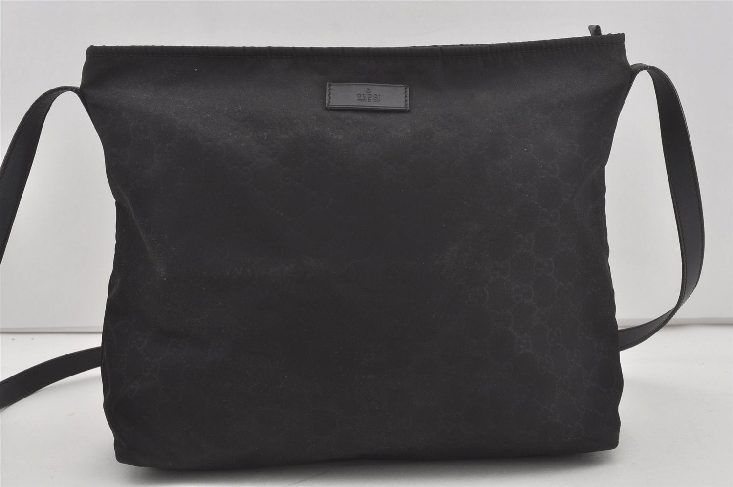 Authentic GUCCI Shoulder Cross Body Bag GG Nylon Leather 308840 Black Junk 6610I