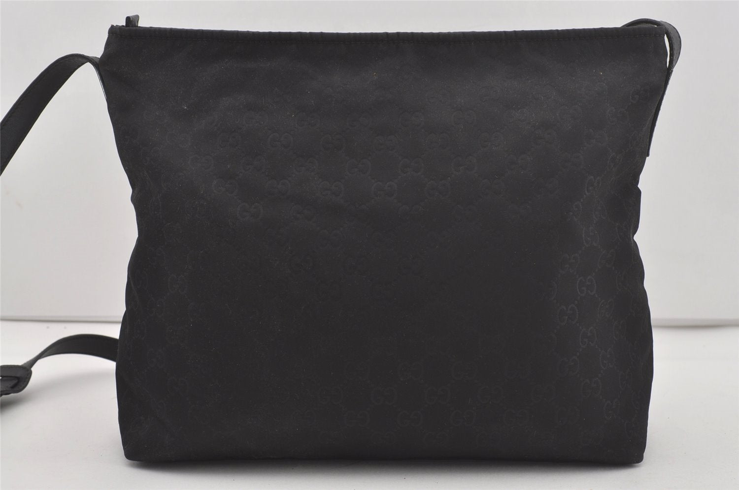 Authentic GUCCI Shoulder Cross Body Bag GG Nylon Leather 308840 Black Junk 6610I