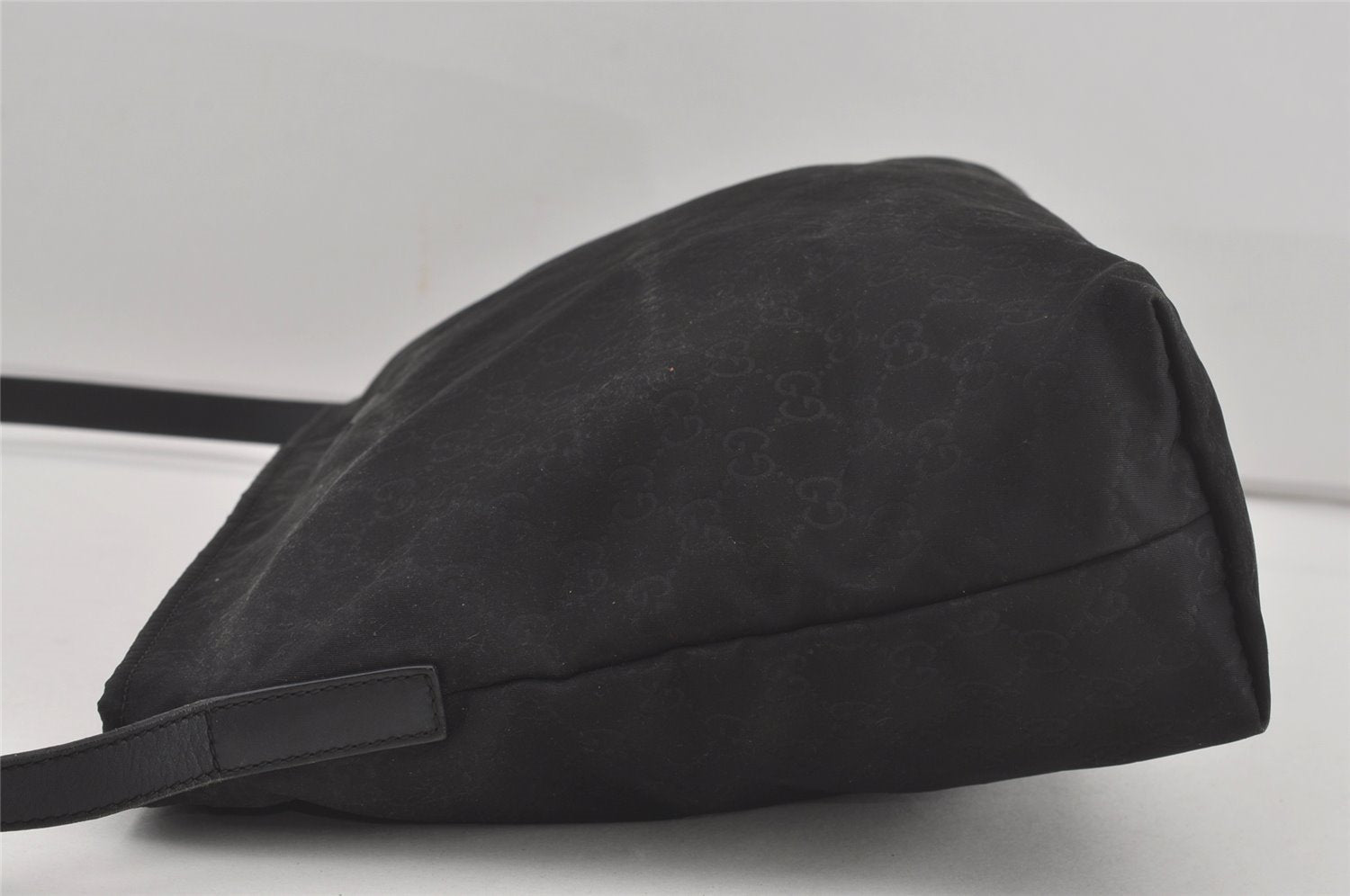 Authentic GUCCI Shoulder Cross Body Bag GG Nylon Leather 308840 Black Junk 6610I