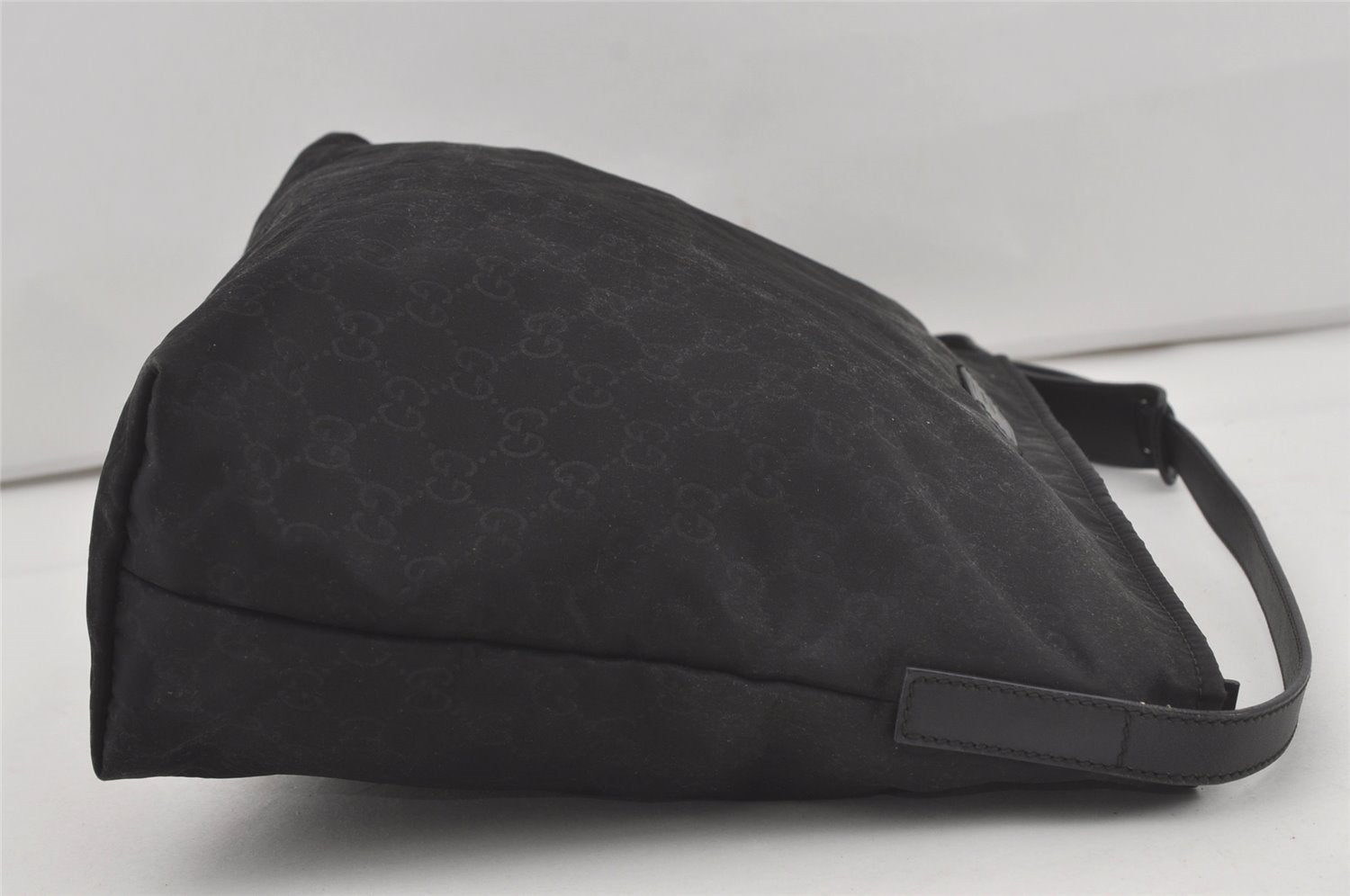 Authentic GUCCI Shoulder Cross Body Bag GG Nylon Leather 308840 Black Junk 6610I