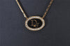 Authentic Christian Dior Gold Tone Rhinestone Chain Pendant Necklace CD 6615I