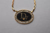 Authentic Christian Dior Gold Tone Rhinestone Chain Pendant Necklace CD 6615I