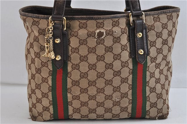 Authentic GUCCI Sherry Line Shoulder Tote Bag Canvas Leather 137396 Brown 6616C