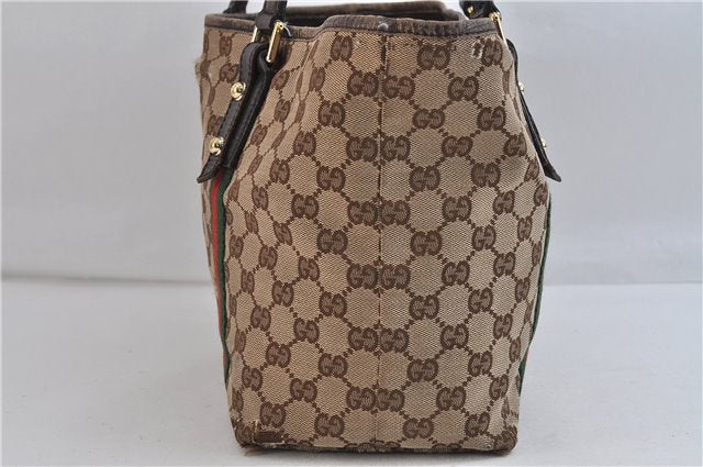 Authentic GUCCI Sherry Line Shoulder Tote Bag Canvas Leather 137396 Brown 6616C