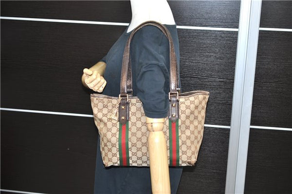 Authentic GUCCI Sherry Line Shoulder Tote Bag Canvas Leather 137396 Brown 6616C