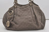 Authentic GUCCI Guccissima Sukey Shoulder Tote Bag GG Leather 211944 Gray 6616I