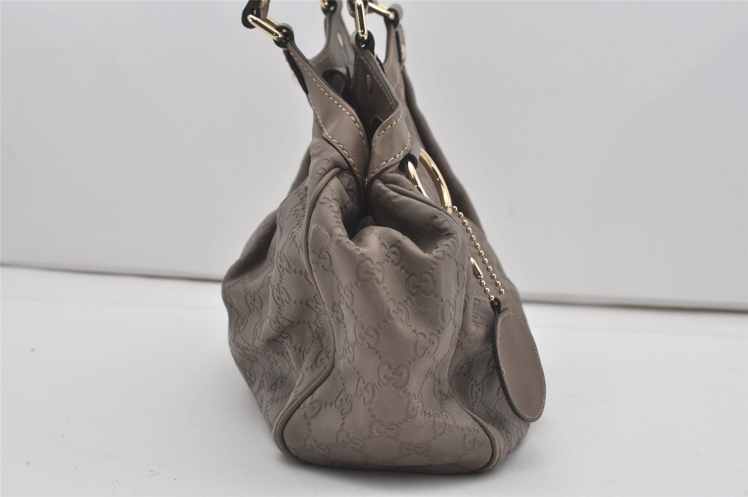 Authentic GUCCI Guccissima Sukey Shoulder Tote Bag GG Leather 211944 Gray 6616I