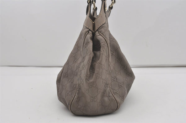 Authentic GUCCI Guccissima Sukey Shoulder Tote Bag GG Leather 211944 Gray 6616I