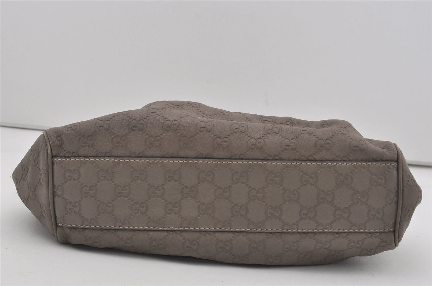 Authentic GUCCI Guccissima Sukey Shoulder Tote Bag GG Leather 211944 Gray 6616I