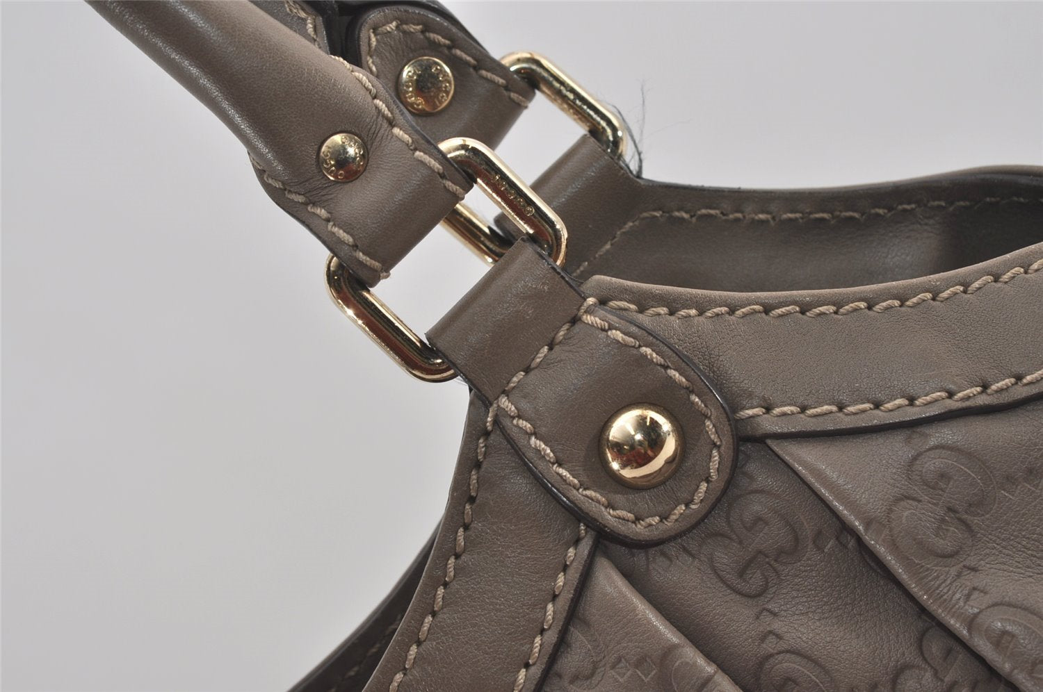 Authentic GUCCI Guccissima Sukey Shoulder Tote Bag GG Leather 211944 Gray 6616I