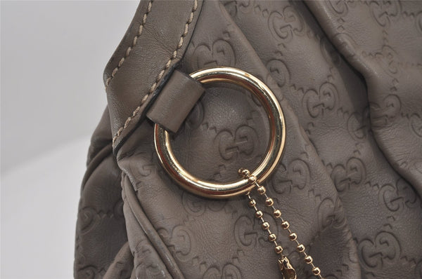 Authentic GUCCI Guccissima Sukey Shoulder Tote Bag GG Leather 211944 Gray 6616I