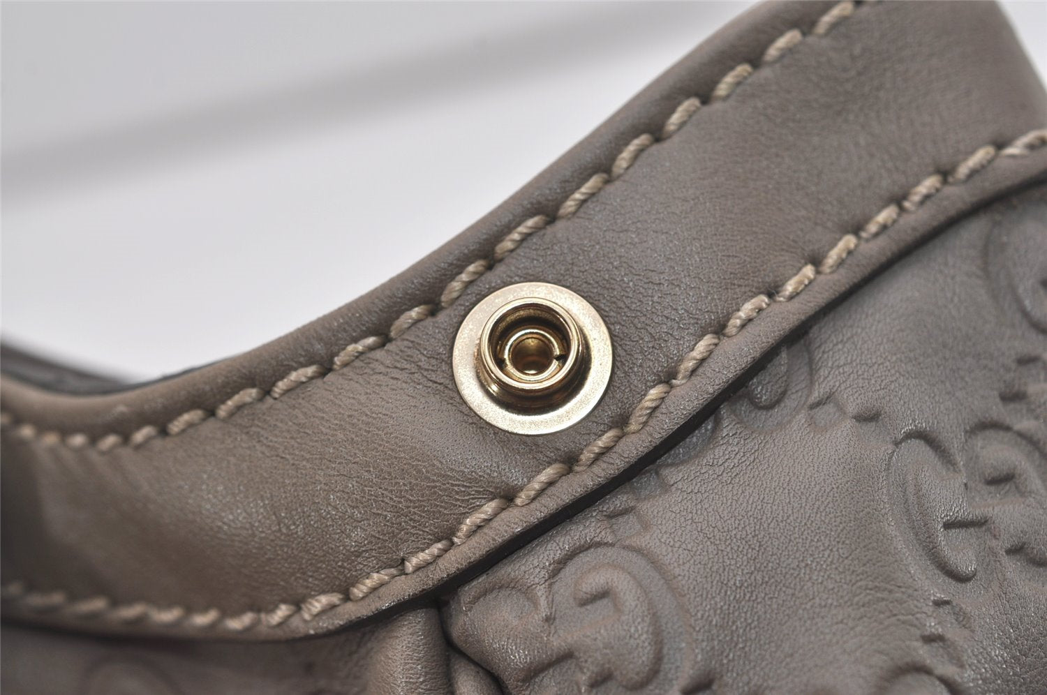 Authentic GUCCI Guccissima Sukey Shoulder Tote Bag GG Leather 211944 Gray 6616I