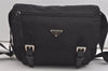 Authentic PRADA VELA Nylon Tessuto Leather Shoulder Cross Bag B6671 Black 6617I