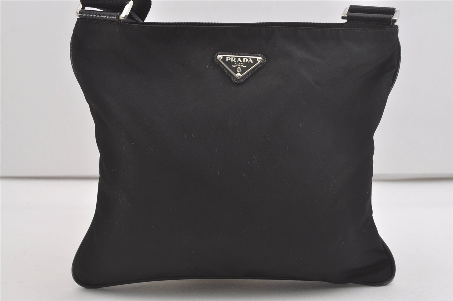 Authentic PRADA Nylon Tessuto Saffiano Leather Shoulder Cross Bag Black 6619I