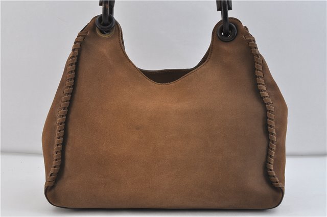 Authentic GUCCI Shoulder Tote Bag Suede Wood 106236 Brown 6621C