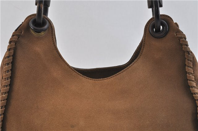 Authentic GUCCI Shoulder Tote Bag Suede Wood 106236 Brown 6621C