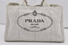 Authentic PRADA Vintage Canapa M Denim 2Way Shoulder Hand Bag White 6622I