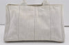 Authentic PRADA Vintage Canapa M Denim 2Way Shoulder Hand Bag White 6622I