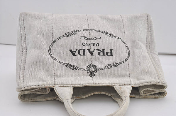 Authentic PRADA Vintage Canapa M Denim 2Way Shoulder Hand Bag White 6622I