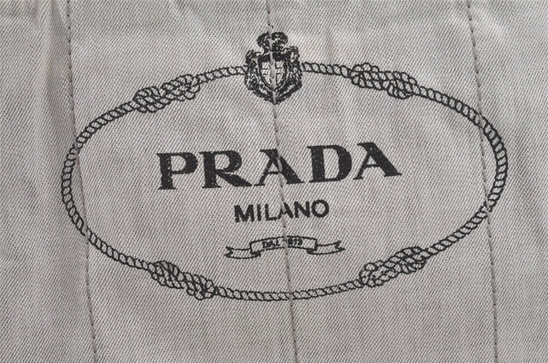 Authentic PRADA Vintage Canapa M Denim 2Way Shoulder Hand Bag White 6622I