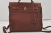 Auth HERMES Her Bag Ado 2 In 1 2Way Backpack Canvas Leather Brown White  6623I