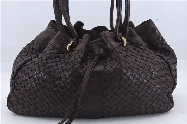 Authentic BOTTEGA VENETA Intrecciato Leather Shoulder Tote Bag Brown 6624D