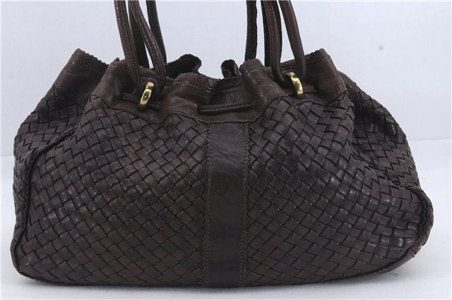 Authentic BOTTEGA VENETA Intrecciato Leather Shoulder Tote Bag Brown 6624D