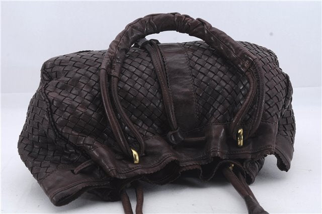 Authentic BOTTEGA VENETA Intrecciato Leather Shoulder Tote Bag Brown 6624D