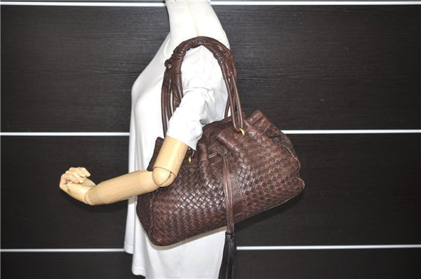 Authentic BOTTEGA VENETA Intrecciato Leather Shoulder Tote Bag Brown 6624D