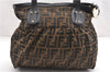 Authentic FENDI Zucca Vintage Shoulder Tote Bag Purse Canvas Brown 6624F