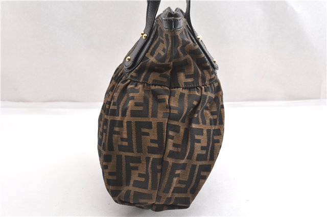 Authentic FENDI Zucca Vintage Shoulder Tote Bag Purse Canvas Brown 6624F