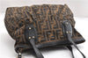 Authentic FENDI Zucca Vintage Shoulder Tote Bag Purse Canvas Brown 6624F