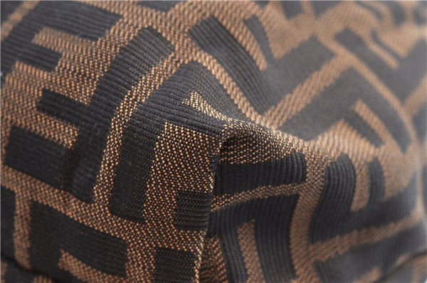 Authentic FENDI Zucca Vintage Shoulder Tote Bag Purse Canvas Brown 6624F
