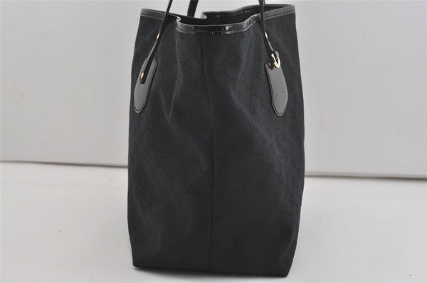 Authentic GUCCI Jolie Shoulder Tote Bag GG Canvas Enamel 211975 Black 6624I