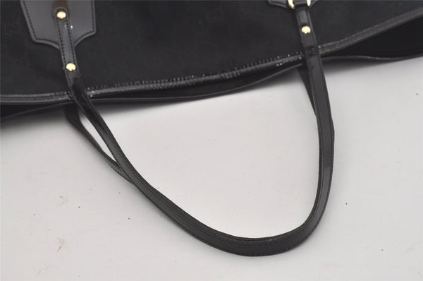 Authentic GUCCI Jolie Shoulder Tote Bag GG Canvas Enamel 211975 Black 6624I