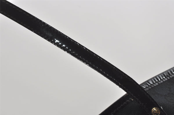 Authentic GUCCI Jolie Shoulder Tote Bag GG Canvas Enamel 211975 Black 6624I