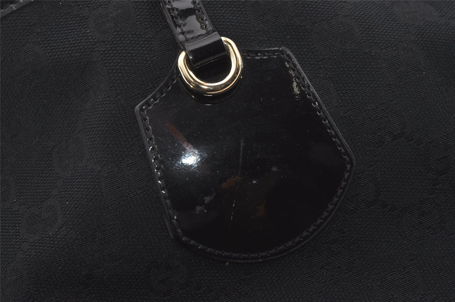 Authentic GUCCI Jolie Shoulder Tote Bag GG Canvas Enamel 211975 Black 6624I