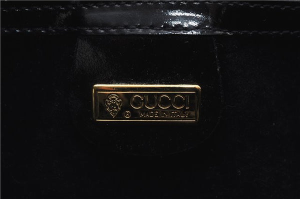 Authentic GUCCI Vintage Shoulder Cross Body Bag Purse Enamel Black 6625C