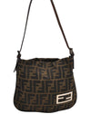 Authentic FENDI Vintage Zucca Shoulder Hand Bag Purse Nylon Leather Brown 6625I
