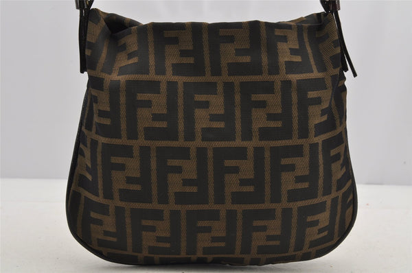 Authentic FENDI Vintage Zucca Shoulder Hand Bag Purse Nylon Leather Brown 6625I