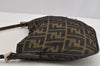 Authentic FENDI Vintage Zucca Shoulder Hand Bag Purse Nylon Leather Brown 6625I