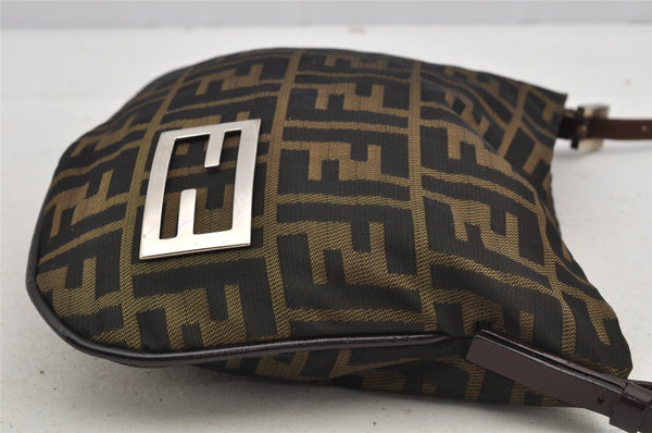 Authentic FENDI Vintage Zucca Shoulder Hand Bag Purse Nylon Leather Brown 6625I