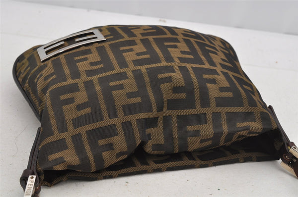 Authentic FENDI Vintage Zucca Shoulder Hand Bag Purse Nylon Leather Brown 6625I
