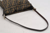 Authentic FENDI Vintage Zucca Shoulder Hand Bag Purse Nylon Leather Brown 6625I