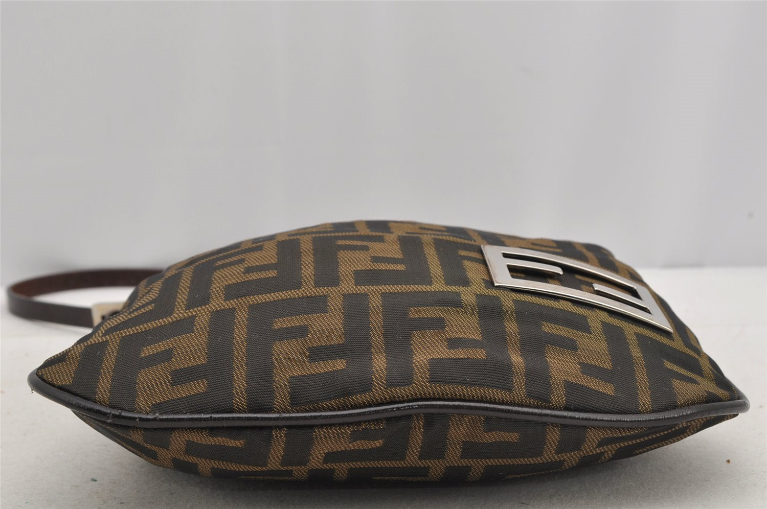 Authentic FENDI Vintage Zucca Shoulder Hand Bag Purse Nylon Leather Brown 6625I