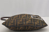 Authentic FENDI Vintage Zucca Shoulder Hand Bag Purse Nylon Leather Brown 6625I
