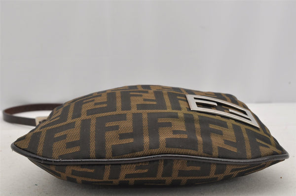 Authentic FENDI Vintage Zucca Shoulder Hand Bag Purse Nylon Leather Brown 6625I