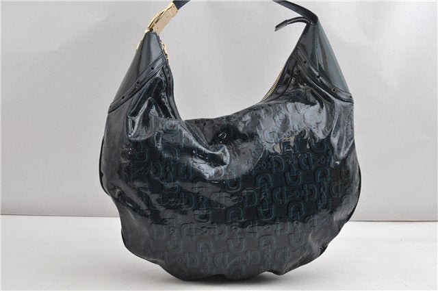 Authentic GUCCI Shoulder Bag Horsebit Motif Enamel Leather 145764 Green 6628F