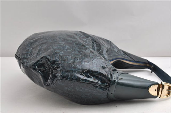 Authentic GUCCI Shoulder Bag Horsebit Motif Enamel Leather 145764 Green 6628F