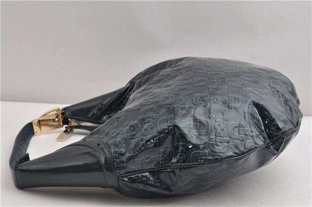 Authentic GUCCI Shoulder Bag Horsebit Motif Enamel Leather 145764 Green 6628F